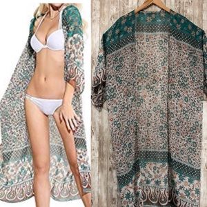 Beautiful Green And Brown Swimsuit cover up OS